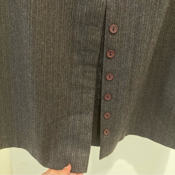 Vintage wool skirt gray pinstripe dark academia unique front slit detail - Picture 5 of 17